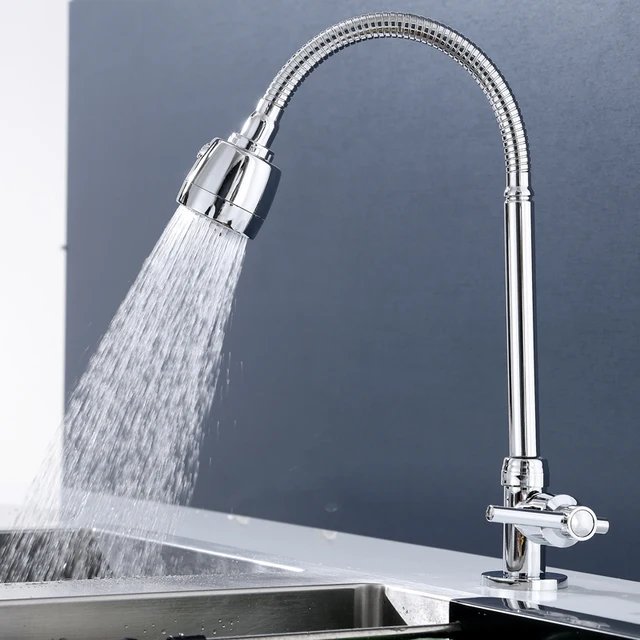 long flexible kitchen sink cold water faucet