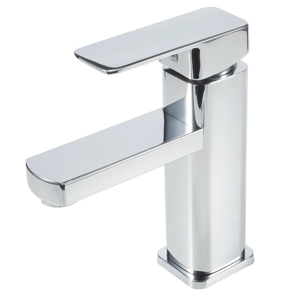 Square lever handwash basin mixer for hot and cold water