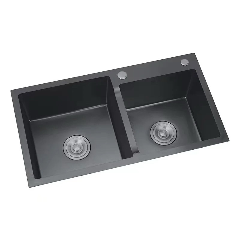 Black handmade stainless steel heavy duty kitchen sink